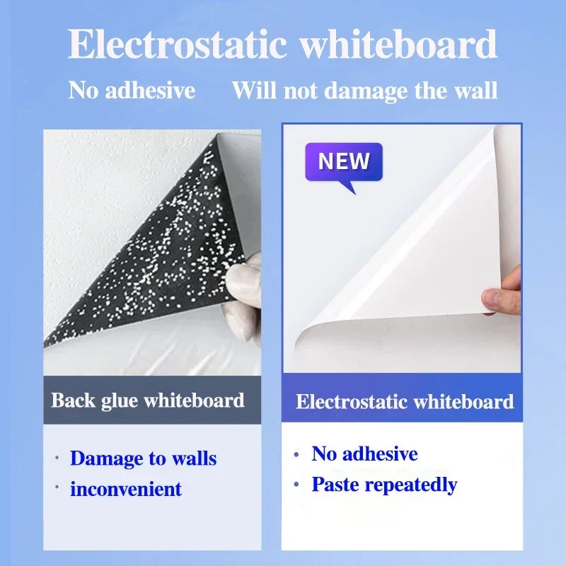 Width: 45CM Reusable Static whiteboard sticker wall Without Damage Easy To Apply and Remove Dry Eraser White Board