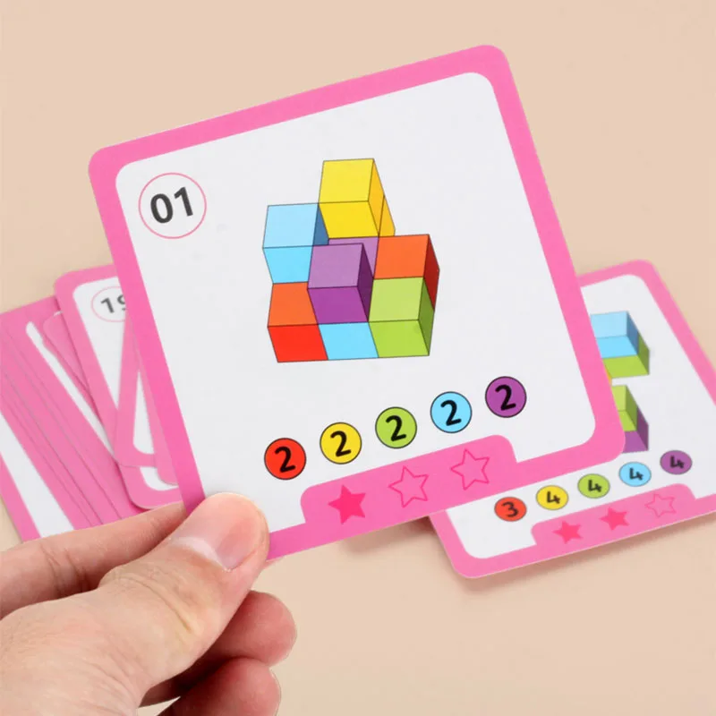 Montessori Magic Block ปริศนาของเล่น Spatial Logical Thinking เกมการฝึกอบรม Rainbow ซ้อนบล็อกคณิตศาสตร์ของเล่นเพื่อการศึกษาเด็ก