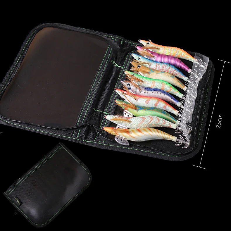 10PCS with Shrimp Bag 3D Printing 2.5 3.0 3.5  Hook Luminous Squid Jig Fishing Wood Shrimp Lure Squid Cuttlefish Jigs Lures