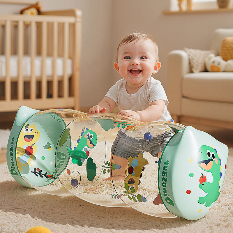 Rodillo inflable para gatear para bebés, sonajeros de juguete, juegos para el desarrollo de bebés de 6 a 12 meses, juguete para gatear, juguetes educativos para hacer ejercicio