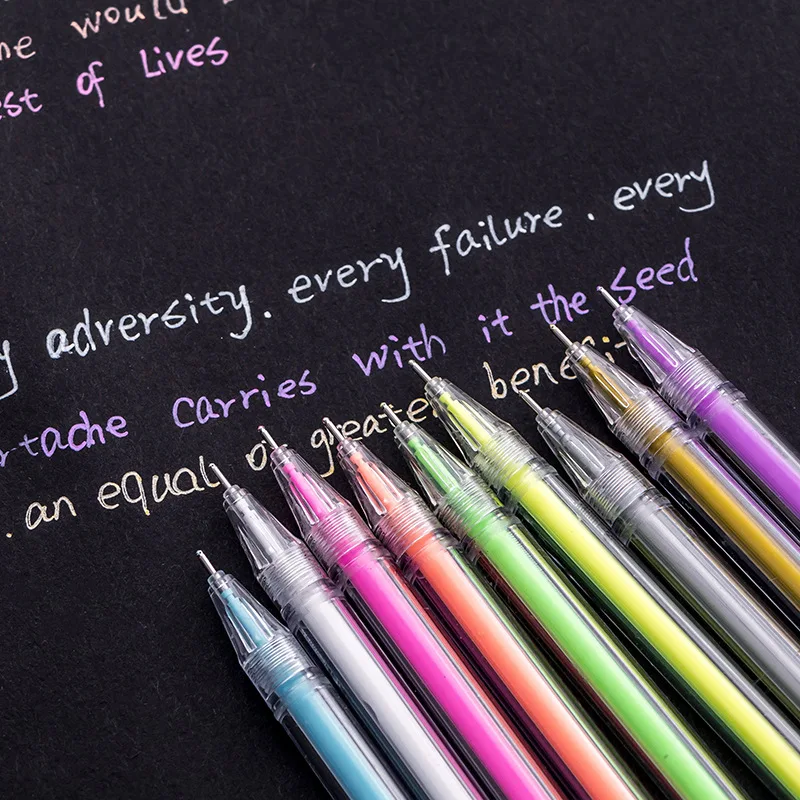 9/12 Kleur Grote Capaciteit Naald Markeerstift Fijne Punt 0.5Mm Gel Pen Tekening Diy Zwart Cardstock Tekening Markering Dagboek Krabbelen