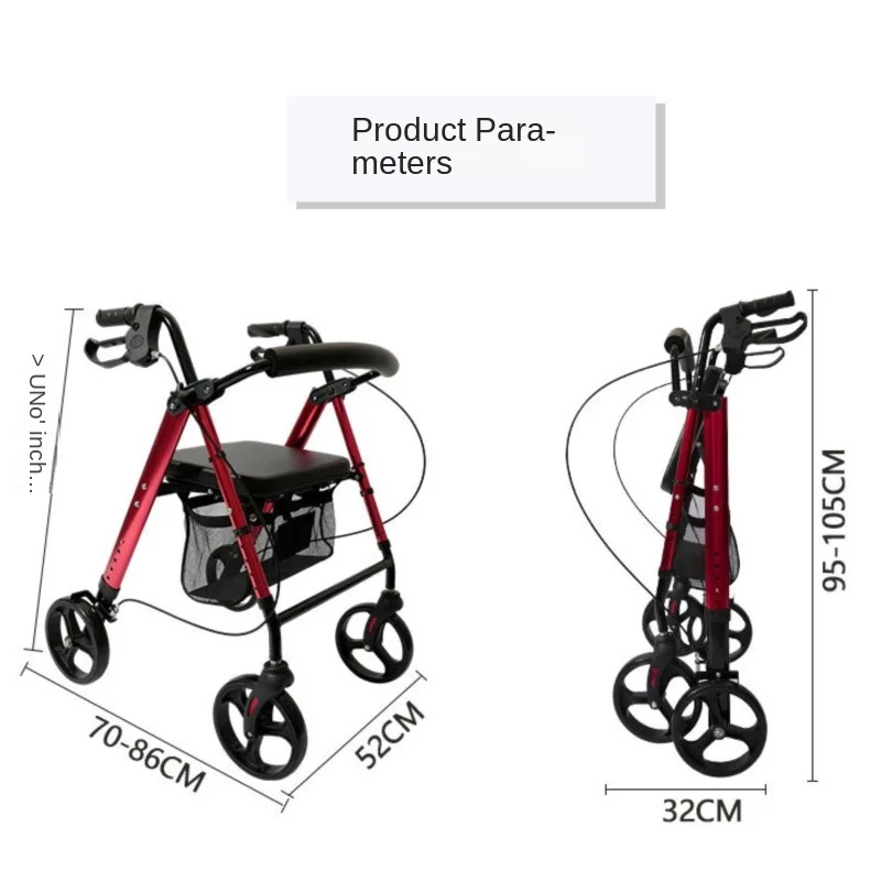 Carrinho de compras de liga de alumínio para idosos carrinho de compras scooter walker com carro familiar multifuncional de quatro rodas