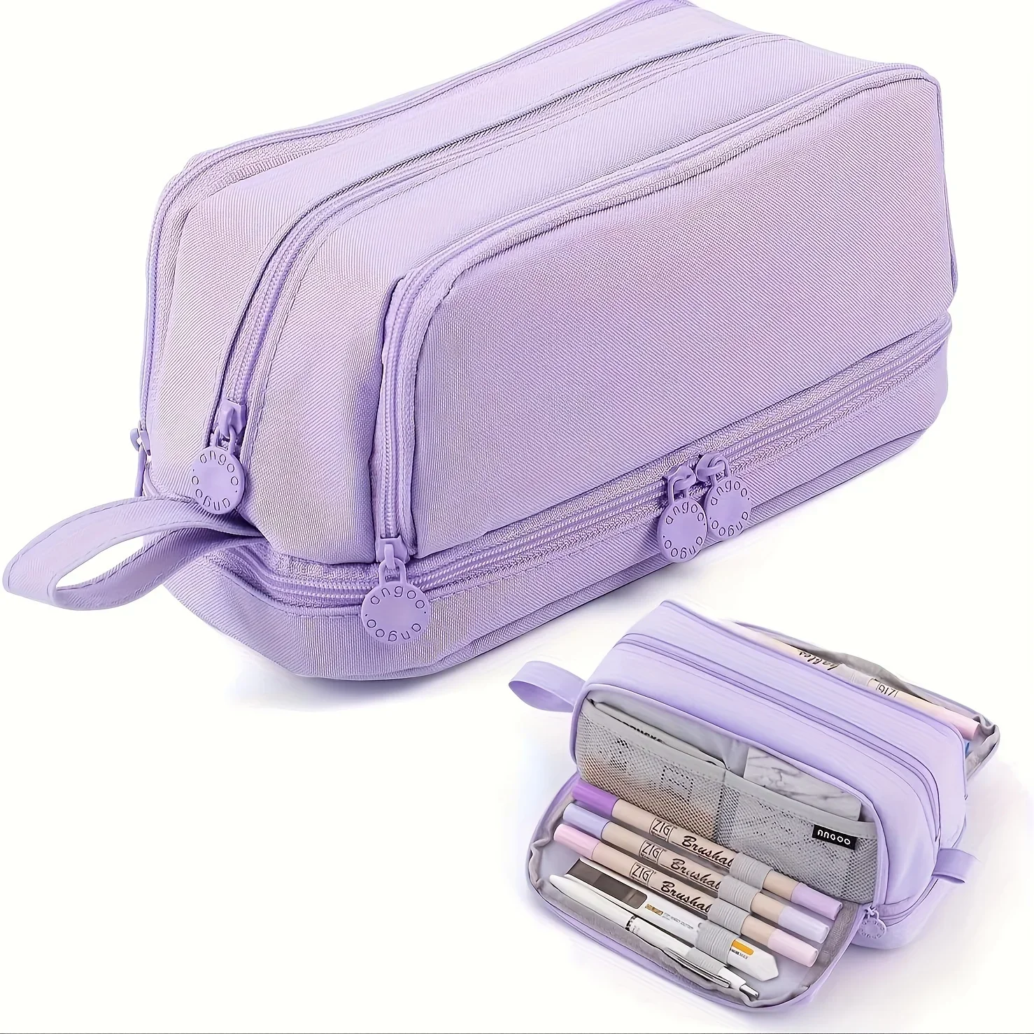 Estuche de papelería de gran capacidad, estuche para lápices de tela Oxford duradero, organizador portátil para material escolar, de oficina y universitario