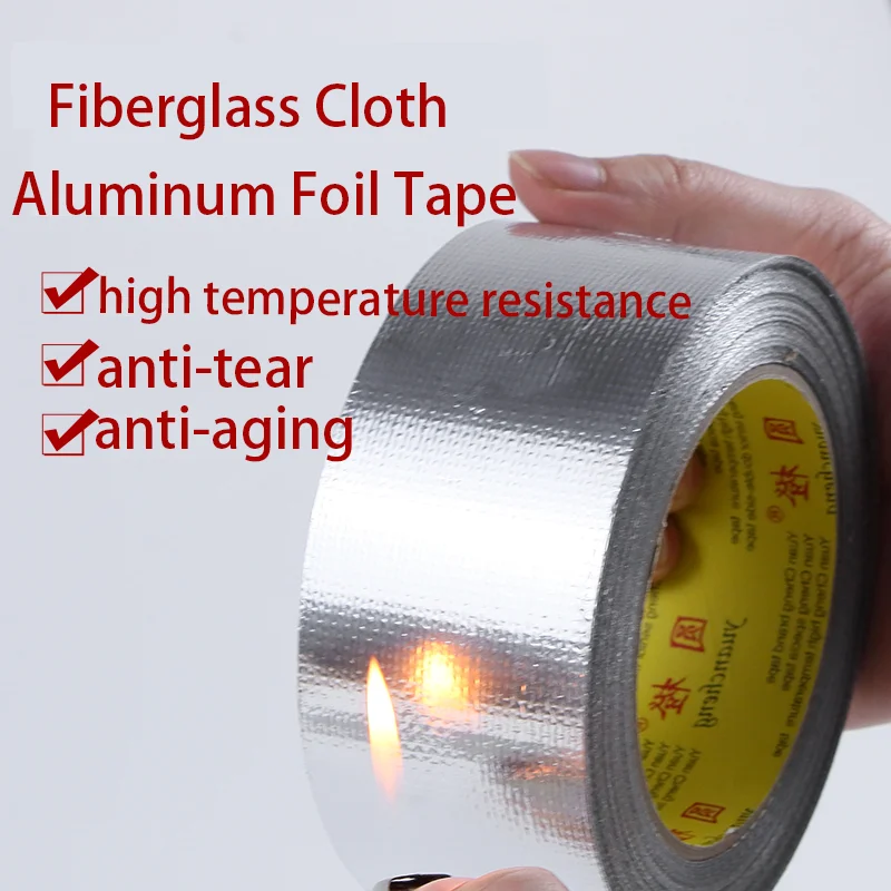 Cinta de papel de aluminio de tela de fibra de vidrio, cinta impermeable resistente a altas temperaturas, protección solar, Campana Extractora, retardante de llama