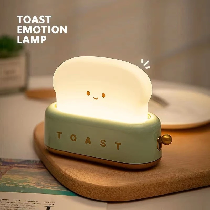 Luz nocturna para hacer tostadas estilo ins, cinturón creativo para mesita de noche para dormitorio con luz temporizada, lámpara LED de escritorio con carga, regalo de cumpleaños