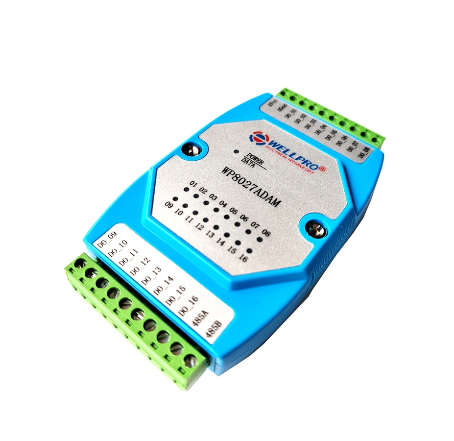 16 Kanalen Digitale Uitgang Module Optocoupler Geïsoleerde 16 Doen RS485 Modbus Rtu Communicatie Wellpro WP8027ADAM
