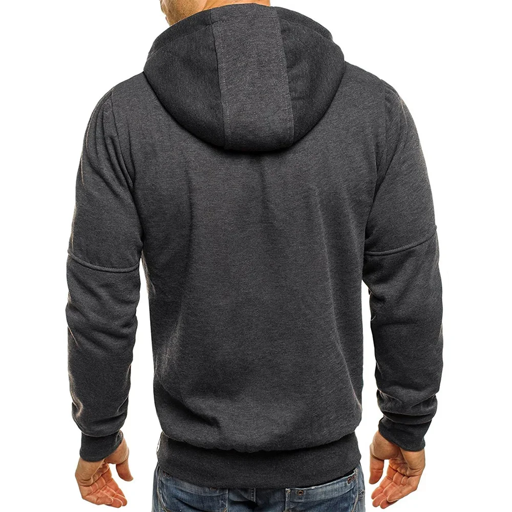 Jaqueta com capuz masculina de cor sólida casual com capuz de manga comprida com zíper moletom esportivo para academia primavera outono