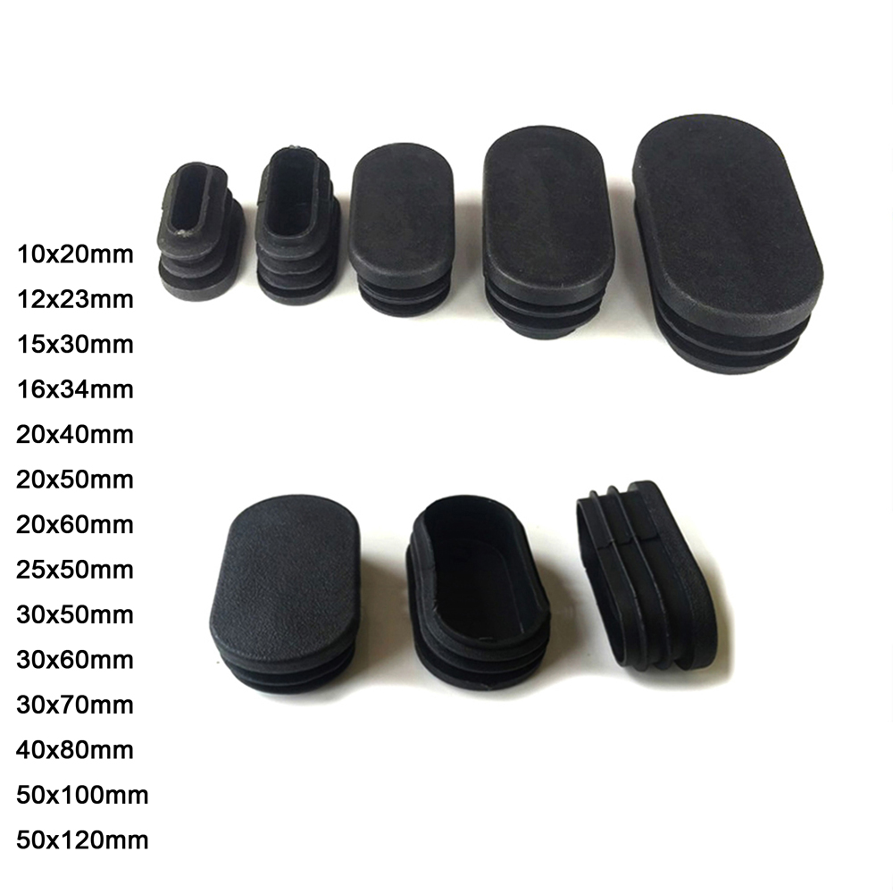 2/4/10pcs 타원형 직사각형 플라스틱 튜브 엔드 캡 마개 블랭킹 플러그 파이프 삽입 테이블 피트 의자 먼지 커버 가구 액세서리