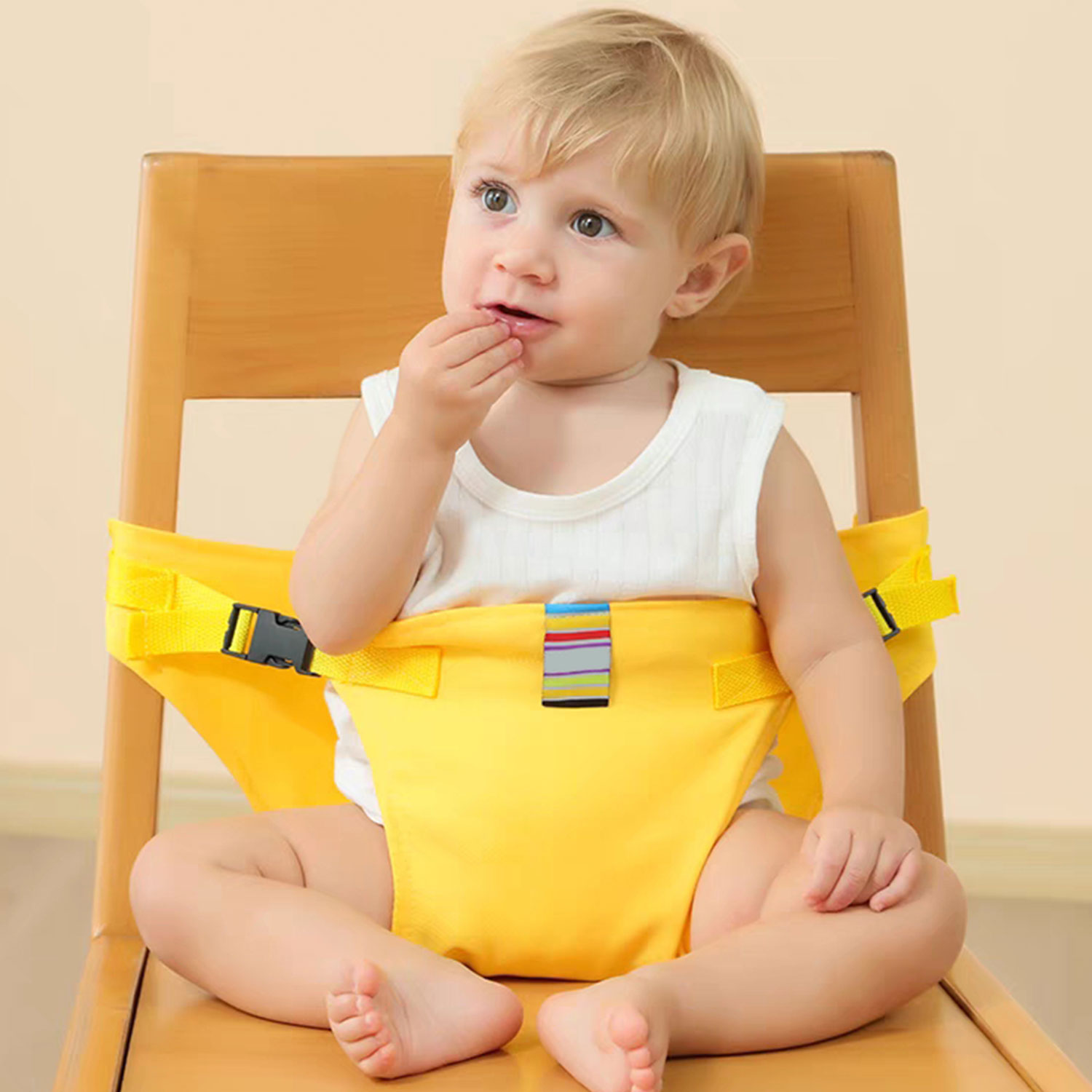 Assento infantil portátil, cadeira de jantar para bebês, cinto de segurança, material macio, cuidar para bebês todos os dias
