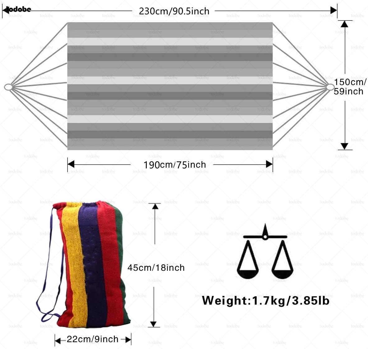 Canvas-Hängematte für Outdoor-Camping-Rucksackreisen, Freizeitschaukel, tragbares Hängebett