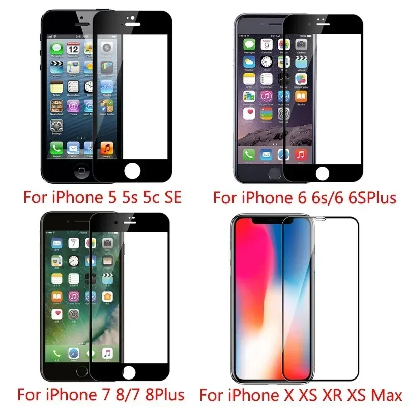 1-5PCS 9D Full Cover Tempered Glass For iPhone 11 12 13 14 15 16 Pro Max 16E Screen Protector For iPhone 13 Mini XR X XS MAX