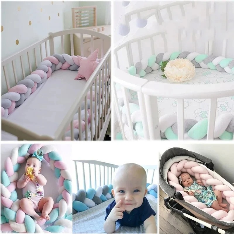 1m/2m/3m/4m bebê pára-choques cama trança nó travesseiro almofada para berço infantil protetor berço decoração do quarto conjunto de cama menino decoração
