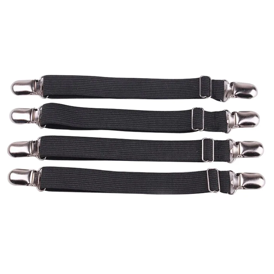 Bande de fixation élastique pour drap de lit 4 pièces/ensemble pinces pour drap de lit ceinture réglable support de couvertures
