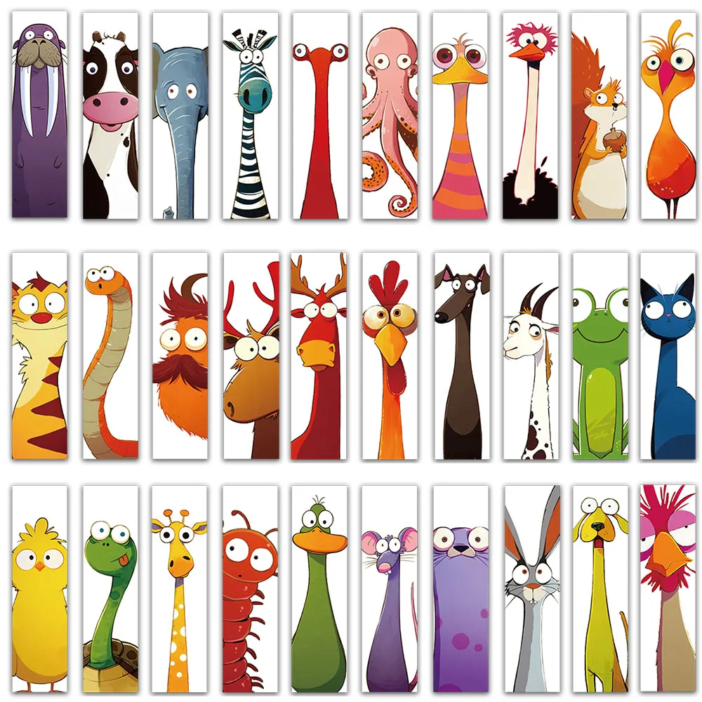 30 Uds. Marcapáginas de papel Meme de animales de dibujos animados divertidos DIY estudiantes lectores amantes de los libros marcadores de página biblioteca marcado de página de oficina