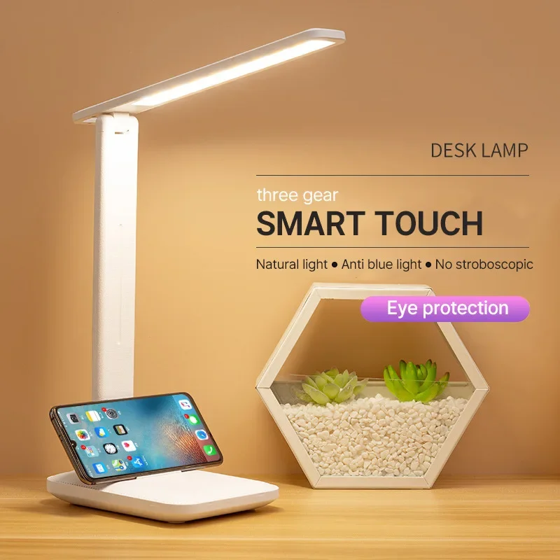 Lámpara de mesa plegable, lámpara Led de escritorio, 3 tipos, táctil regulable continuo, lectura de cabecera, protección ocular, luz nocturna, estilo enchufe USB