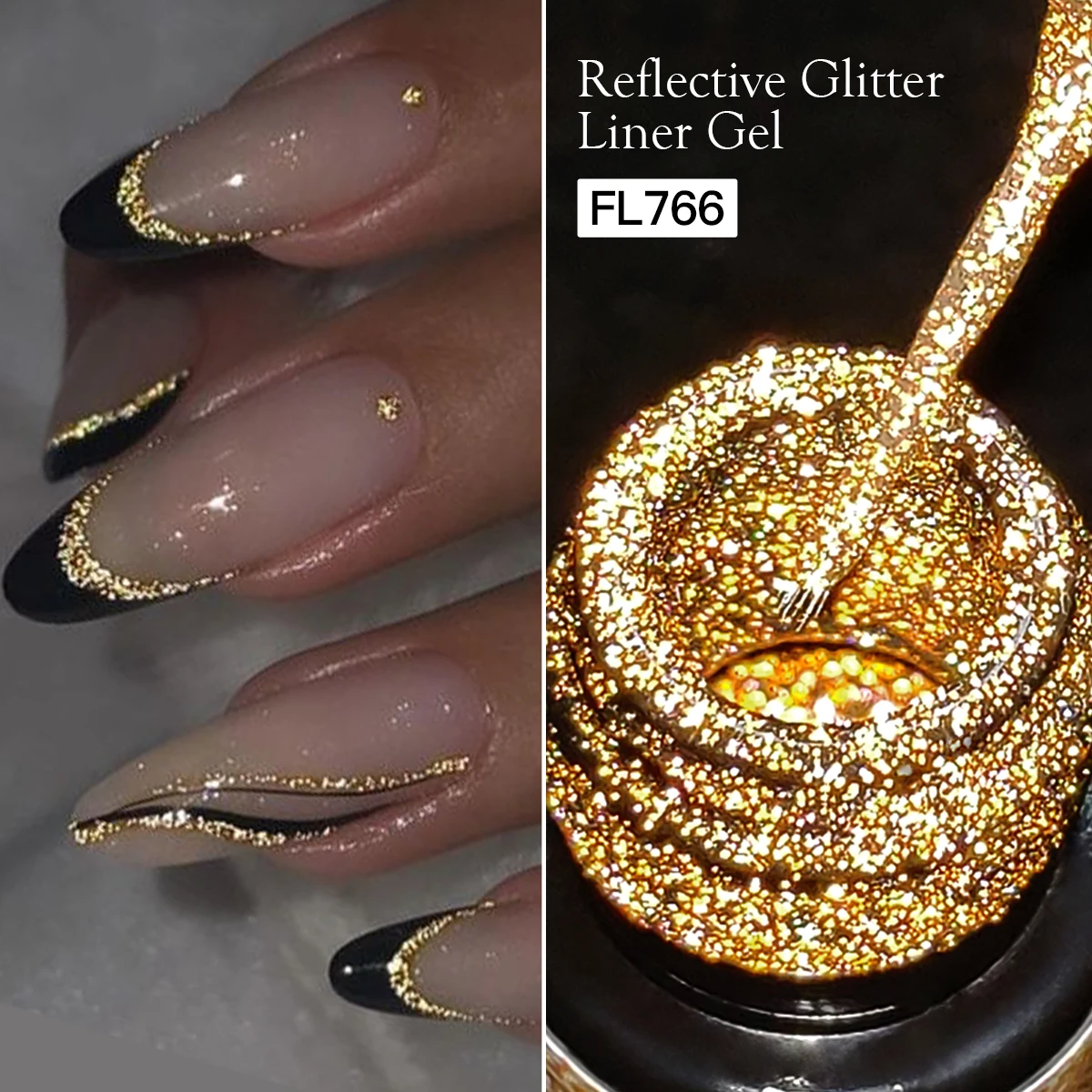 FOUR LILY-esmalte de uñas con delineador de purpurina reflectante, 5ml, dorado, plateado, rojo, suministros de uñas brillantes, barniz UV/LED, Gel de pintura