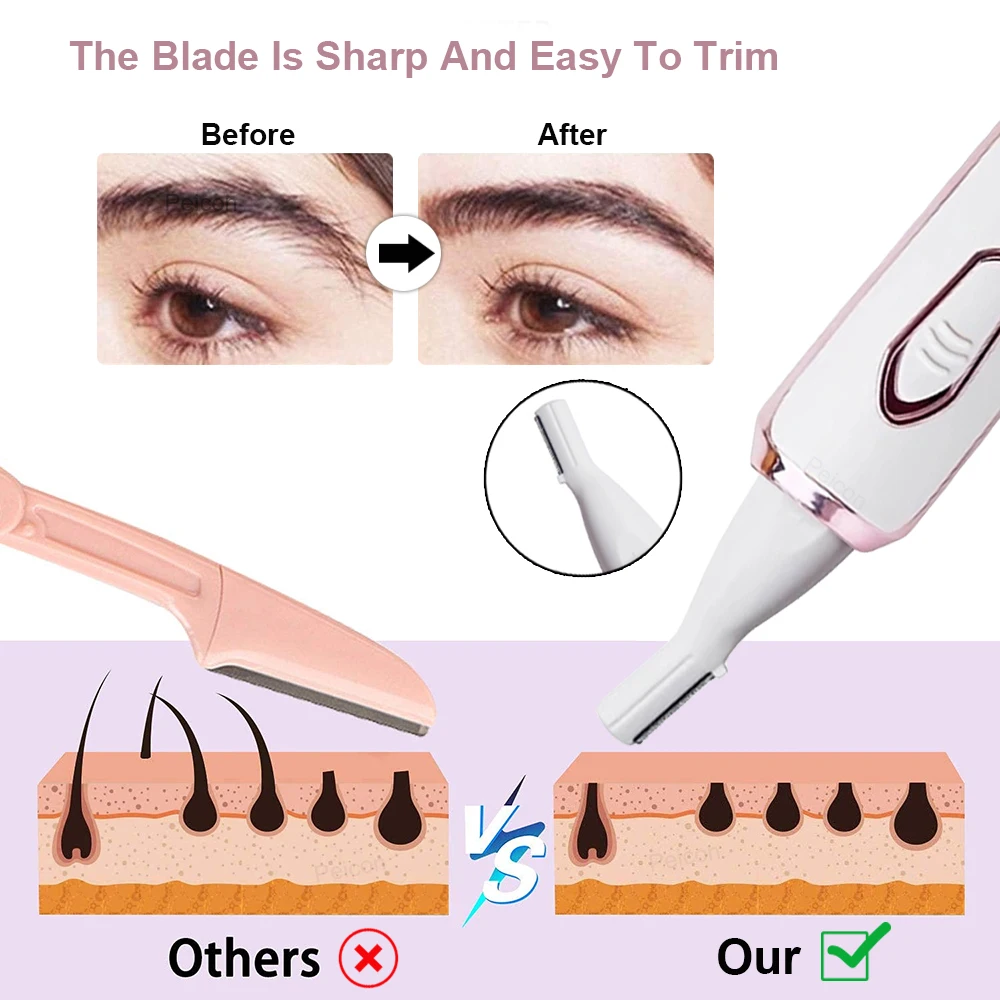 Rasoio elettrico per le donne Gamba Corpo Rasoio per capelli Bikini Ascelle Epilatore Indolore Viso Baffi Trimmer Depilatore portatile