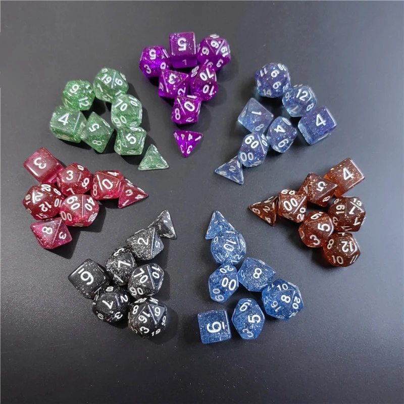 7 pcs 1 Satz transparenter Flammpunkt würfel neues Acryl set d4 d6 d8 d10 d12 d20 mehrseitiges Würfel-Trpg-Dungeons & Drachen-Spiel