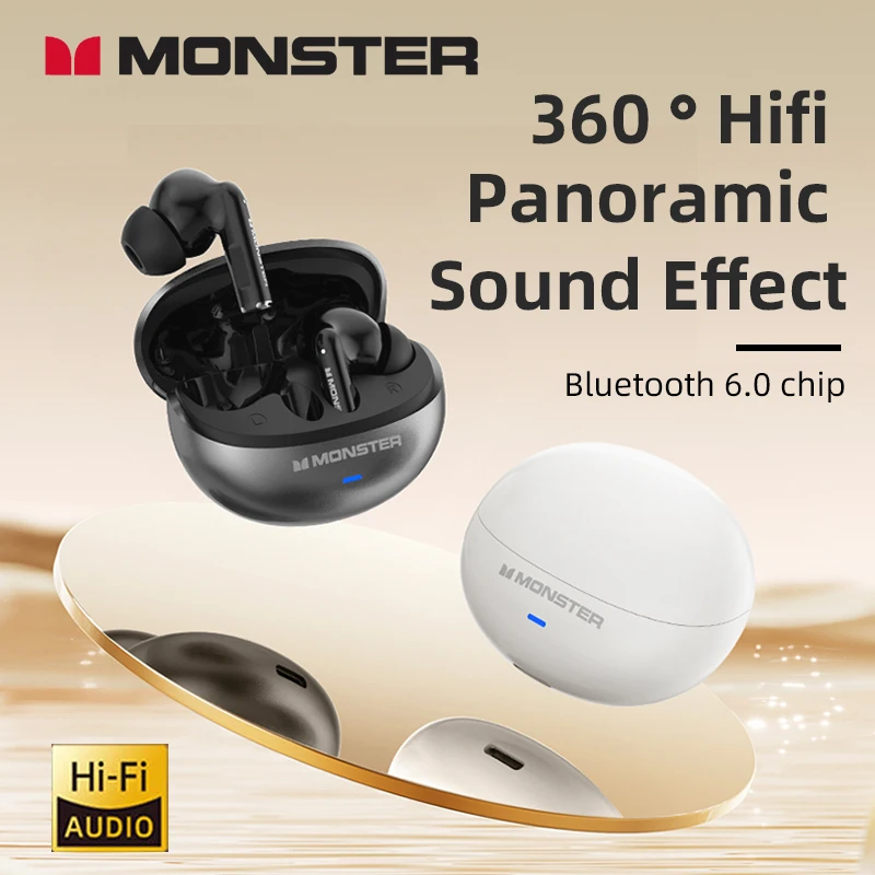 Monster MQT39 auriculares inalámbricos Bluetooth 6,0 TWS auriculares estéreo de alta fidelidad auriculares para juegos con reducción de ruido auriculares deportivos con micrófono