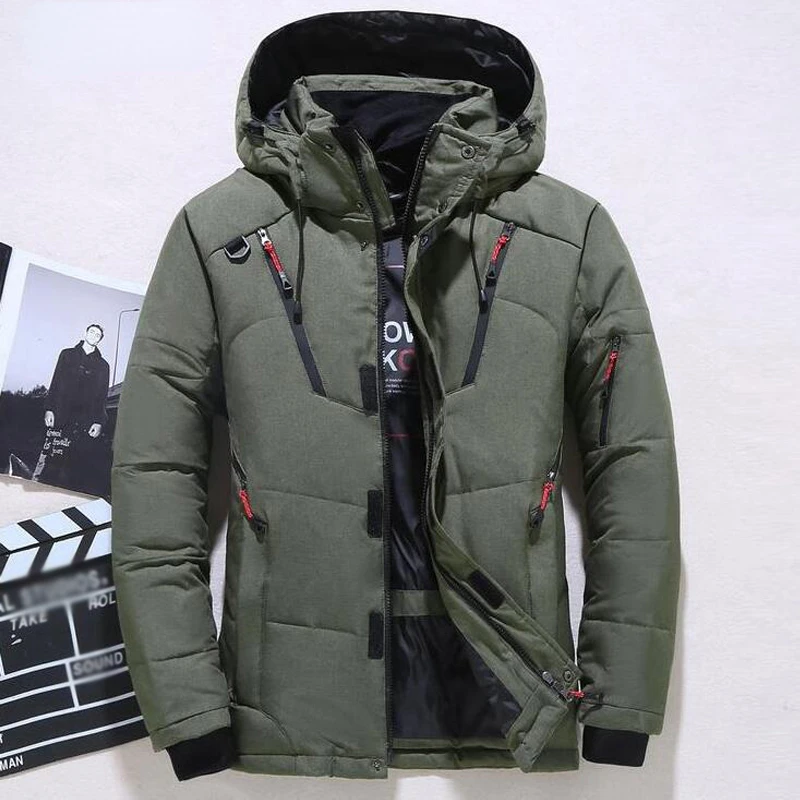-20 graus para baixo jaqueta masculina de inverno parkas pato branco para baixo jaqueta com capuz ao ar livre grosso quente acolchoado casaco de neve oversize M-4XL