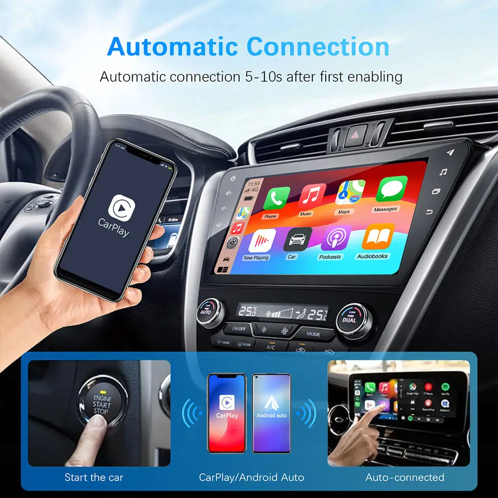 Wireless Carplay Android Auto Adapter Smart Mini Bt Wifi Usb Dongle For OEM Car Plug and Play WiFi Bluetooth Auto Connect