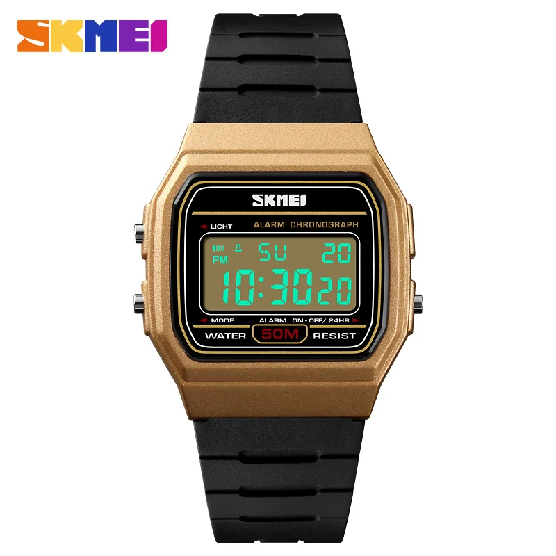Reloj de pulsera SKMEI 1412 resistente al agua con fecha y semana para mujer, relojes deportivos para parejas, reloj Digital femenino a la moda para mujer