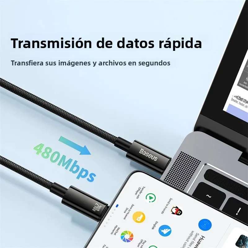 Cable Baseus USB C de 240W para iPhone 17 16 15 Plus Pro Max supercarga para Macbook cargador rápido Cable tipo C para xiaomi Samsung