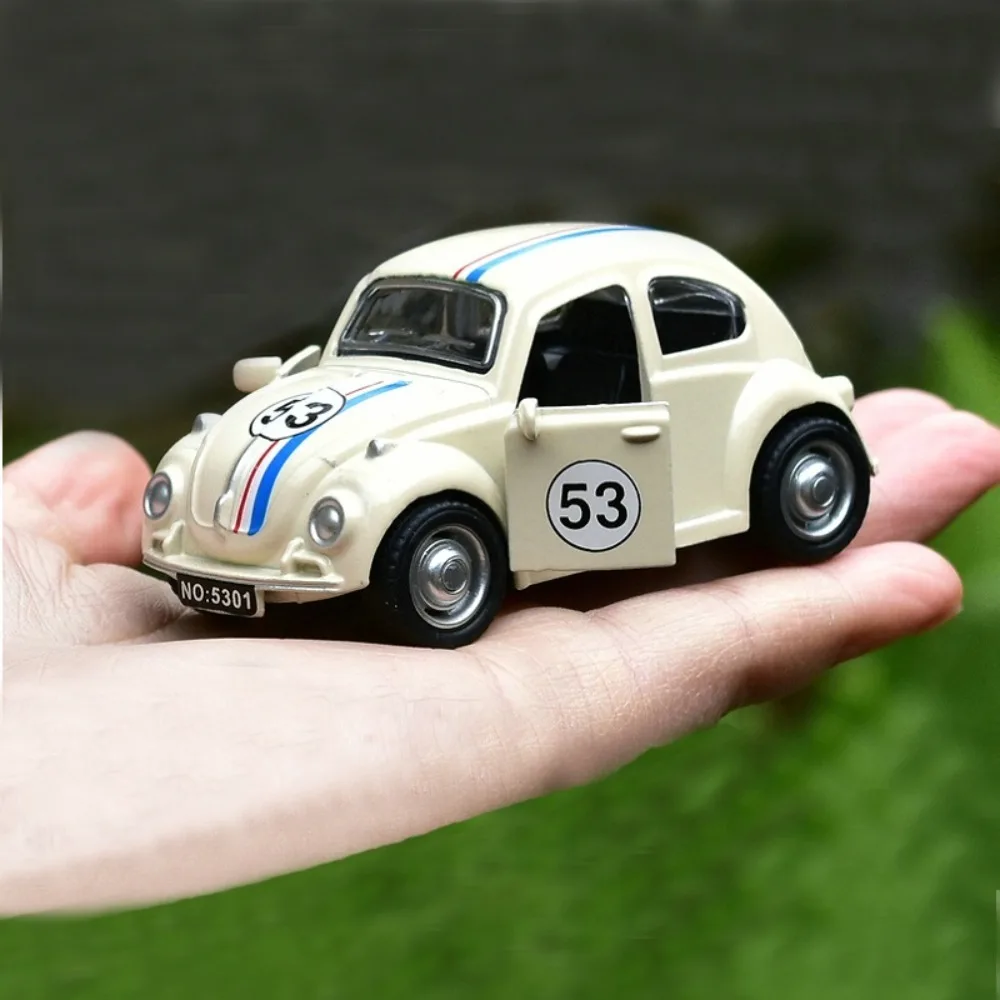 Gift Alloy Pullback Car 1:43 Cartoon Design Three Wheeled Vehicle Model Retro Style Door Can Open Cake Decoration