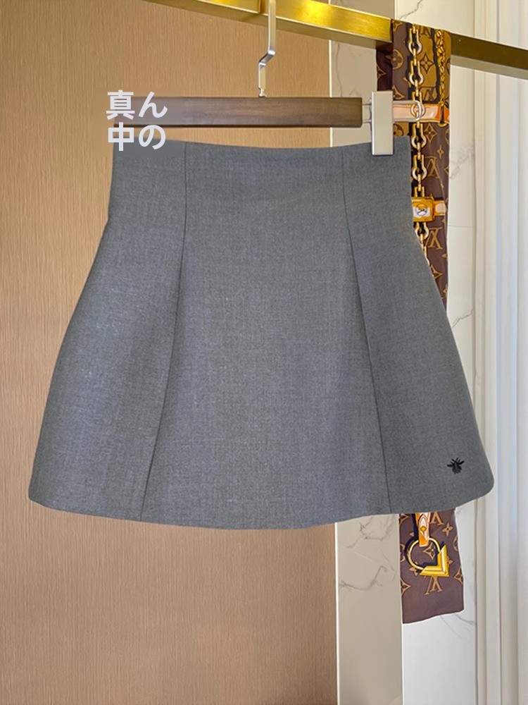 エレガントなグレー A ライン ミニ スカート ハイウエスト アンチライトウォーキング スリミング ショート スカート 通勤スタイル ポリエステル繊維スカート