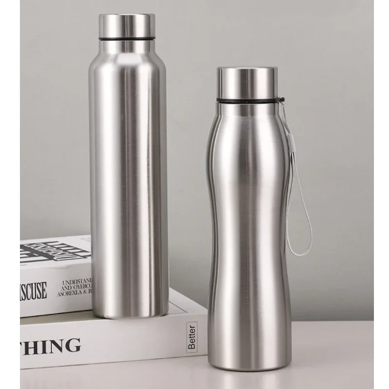 ขวดน้ํากีฬาสแตนเลส 1000ml ถ้วยน้ําที่ทนทานชั้นเดียวขวดโลหะ Drinkware Camping กีฬายิม