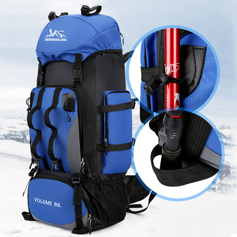 Mochila impermeable de 90L para hombre, bolsa de gran capacidad para senderismo, acampada, viaje, deportes al aire libre, equipo de Camping