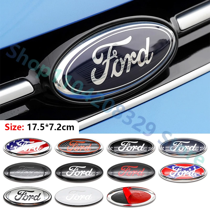 17.5x7.2CM Metal Car Front Badge Trunk Aluminum Badge 1PC For Ford Fusion Focus Fiesta Kuga Edge Mondeo Transit Ecosport Trim