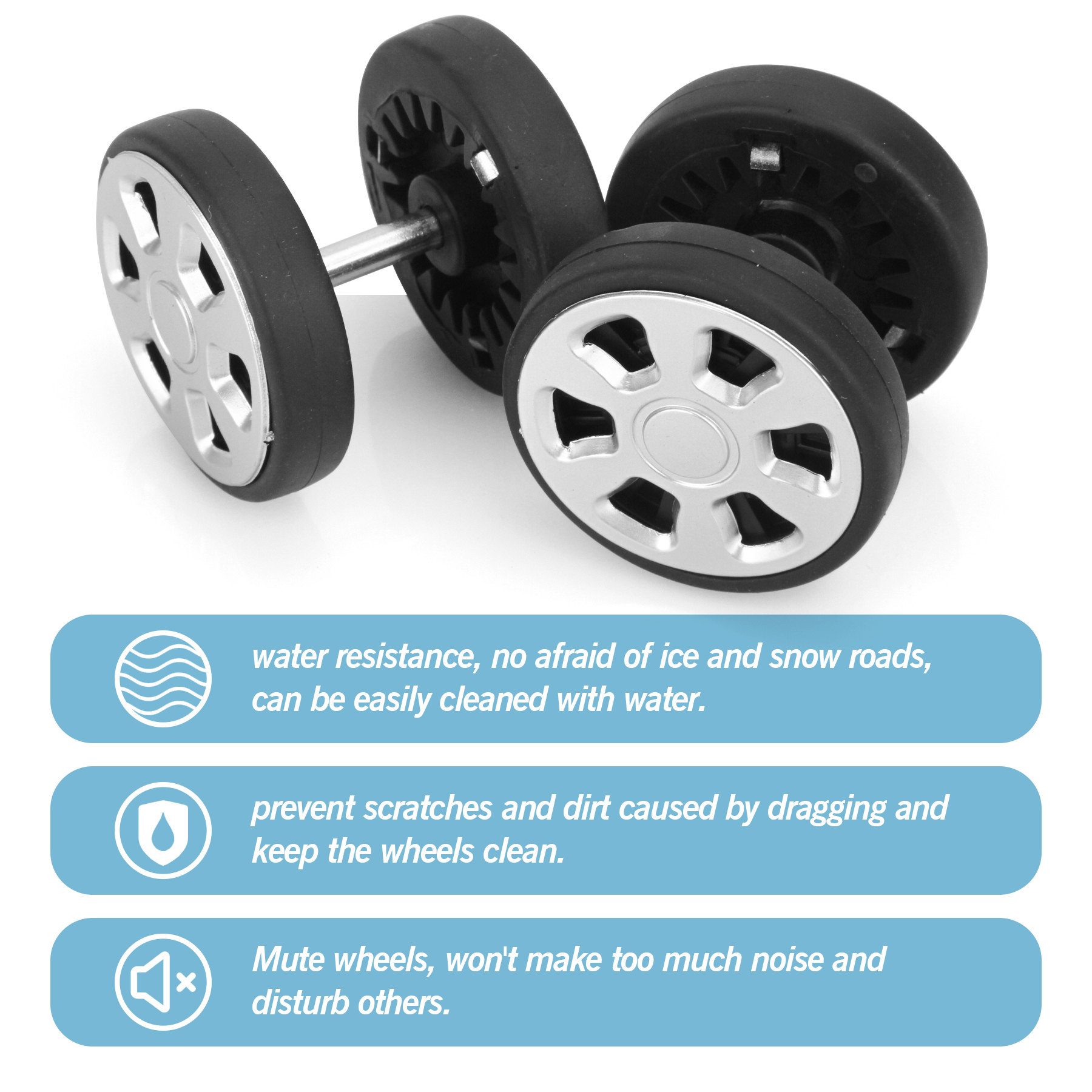 4/8 шт., серебристые сменные колеса с винтом для чемодана