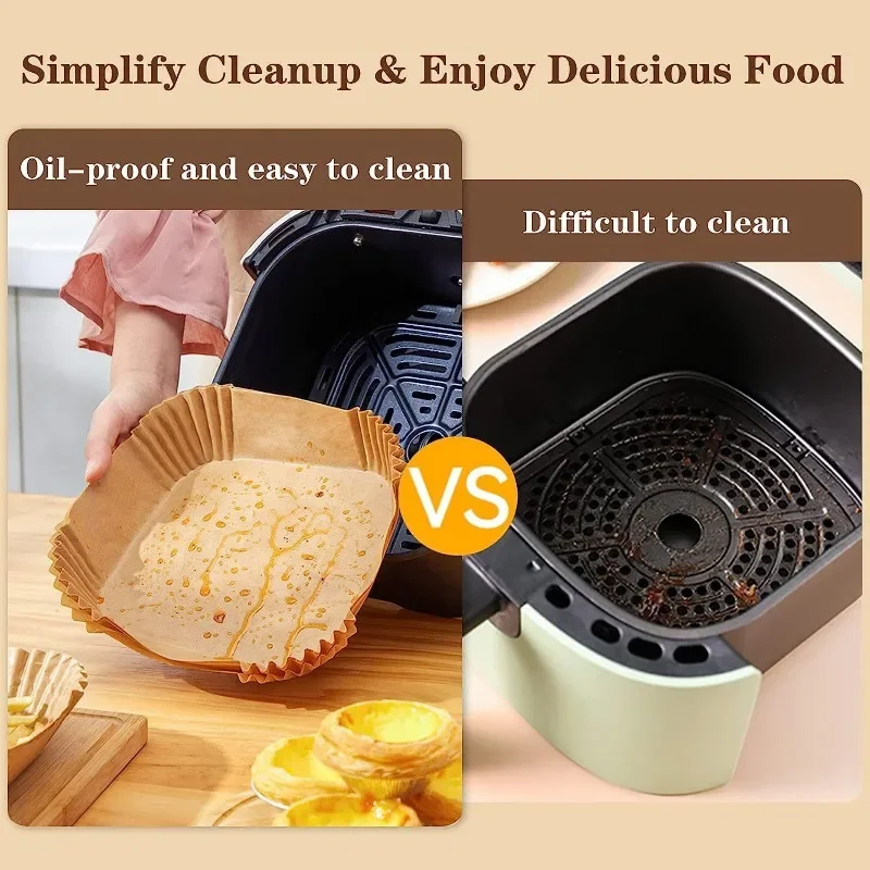 Airfryer Shape Paper Air Fryer Liners Food Grade Baking Utensils Greaseproof Paper Tray Non-stick Baking Mat Bakeware Kitchen