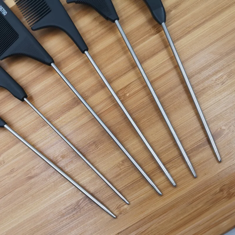 Pentes profissionais de cauda pontiaguda, pentes de corte de cabelo em aço inoxidável, cuidados com o cabelo, salão de beleza, barbeiro, acessórios de estilo