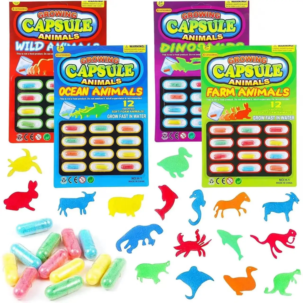 Emeber em cápsulas de água animais dos desenhos animados brinquedos divertidos que crescem maiores em cápsulas de água mágicas interação de banho infantil jogando