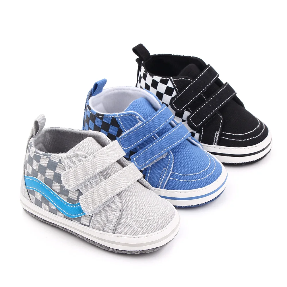 รองเท้าเด็กชายหญิงลายสก๊อตพิมพ์ Casual Canvas Soft Sole ทารกแรกเกิดกีฬา First Walkers รองเท้าเปล Unisex