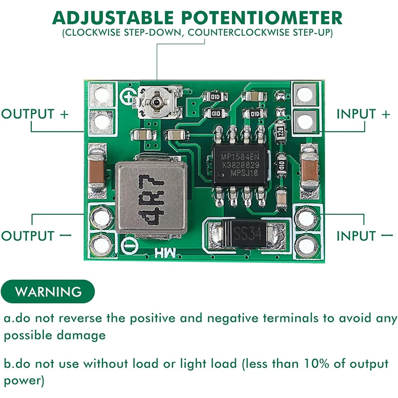 1-10pcs MP1584EN Adjustable 3A DC-DC Converter Step Down Voltage Regulator Module Replace LM2596s MP1584 DC DC Buck Board