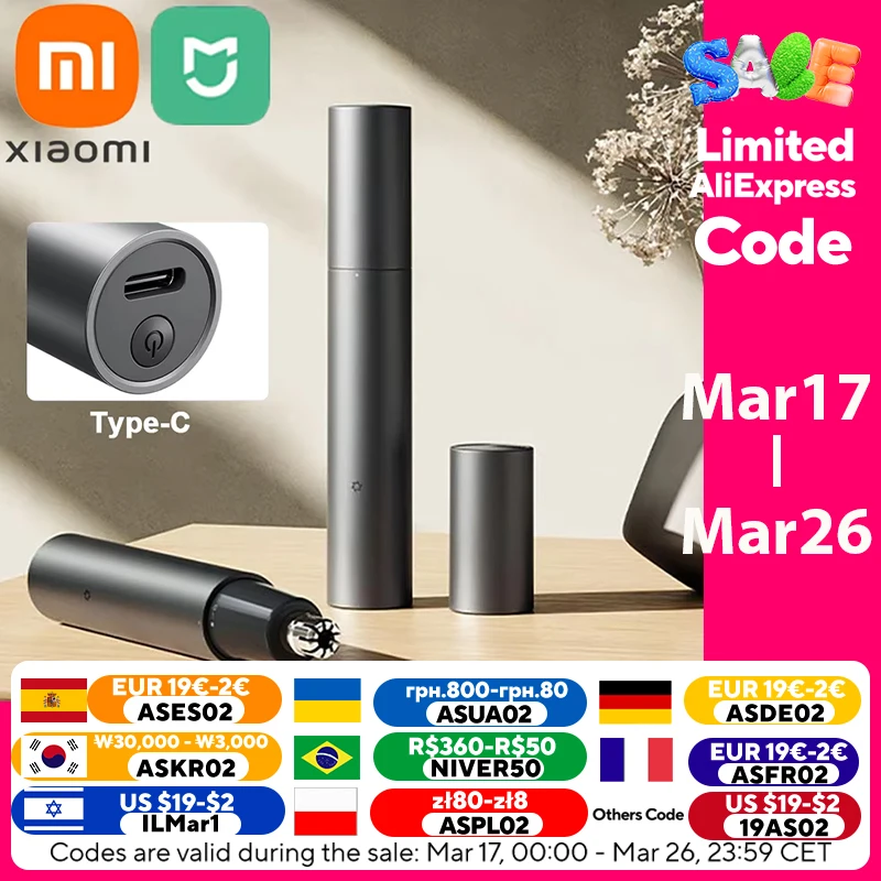 2024 neue Xiaomi Mijia Elektrische Nase Haar Trimmer Nase Haar Tragbare Wiederaufladbare Nase Haar Trimmer Mini Trimmer Nasenloch Reiniger