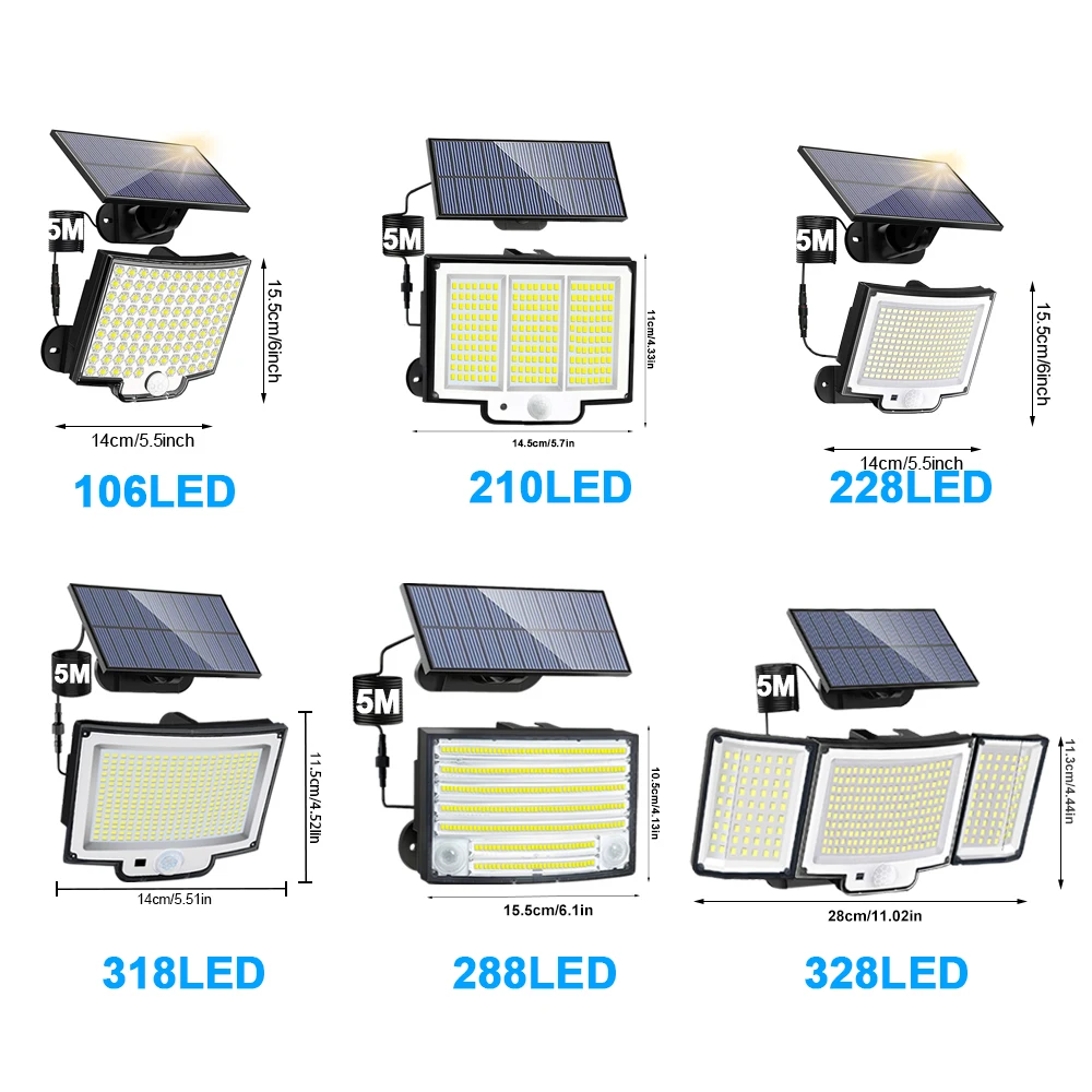 Neue 288/318/106LED Solar Licht Im Freien Super Helle Solar Powered Licht Motion Sensor Led Sicherheit Wand Licht wasserdichte Garage