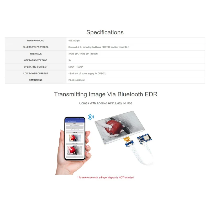 Waveshare Universal E-Paper Driver พร้อม WiFi Bluetooth SoC ESP32 Onboard รองรับ SPI E-Paper ดิบแผง