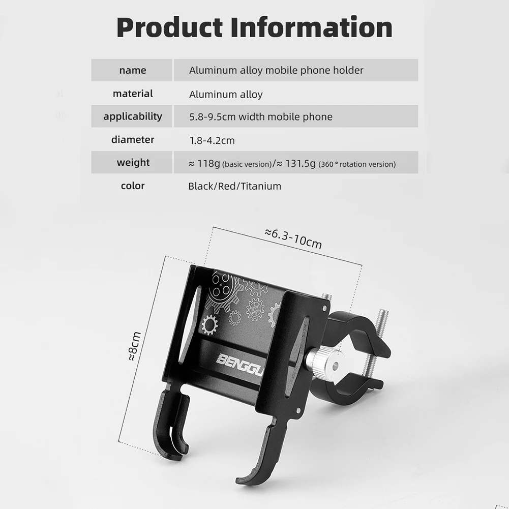 알루미늄 합금 자전거 휴대폰 거치대, 360 ° 회전, MTB 자전거 휴대폰 GPS 브래킷, 스쿠터 오토바이 핸들 바 마운트 휴대폰 스탠드