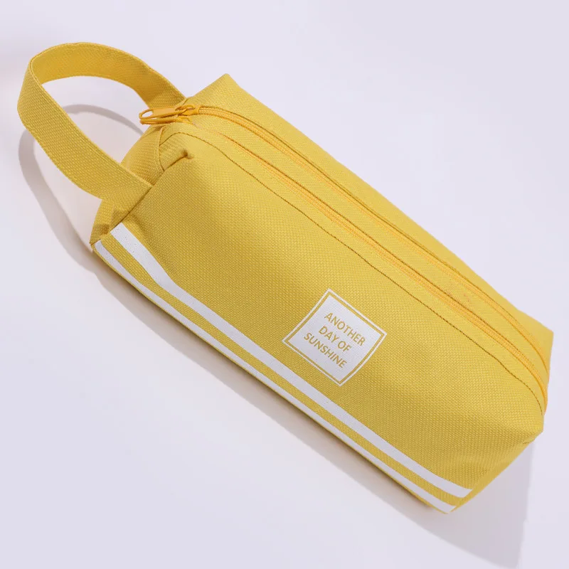 Astuccio creativo di grande capacità Astuccio semplice in tessuto Oxford con doppia cerniera Astuccio per matite portatile per studenti Materiale scolastico