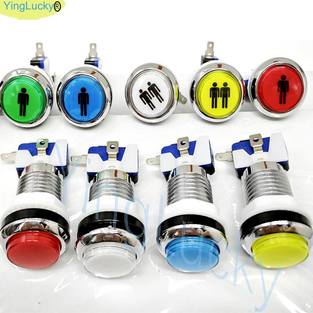 Pulsador LED Arcade 12V con pulsador plateado 2p