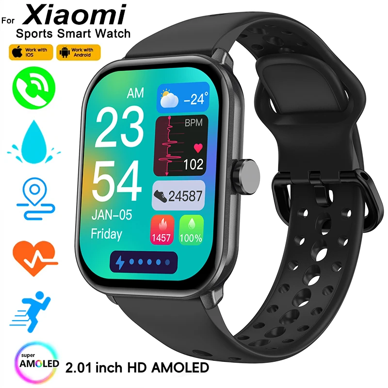 Para xiaomi relógio 5 versão global das mulheres dos homens hd tela amoled freqüência cardíaca bluetooth chamada gps pista à prova dwaterproof água esportes relógio inteligente