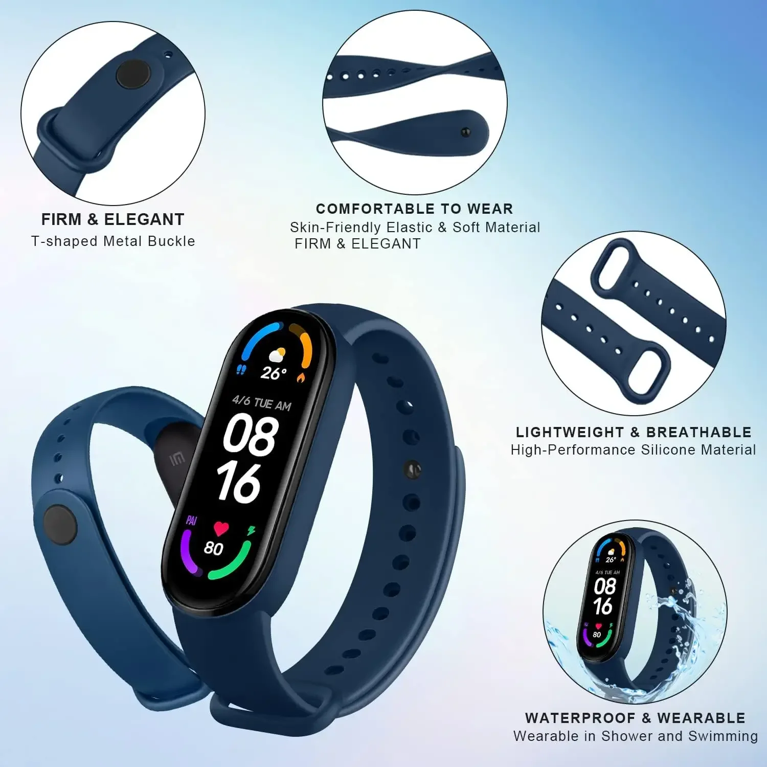 2 sztuki Pasek do zegarka Mi Band 7 6 5 4 3 Bransoleta Xiaomi Mi Band Pasek Silikonowa opaska sportowa Akcesoria do smartwatcha