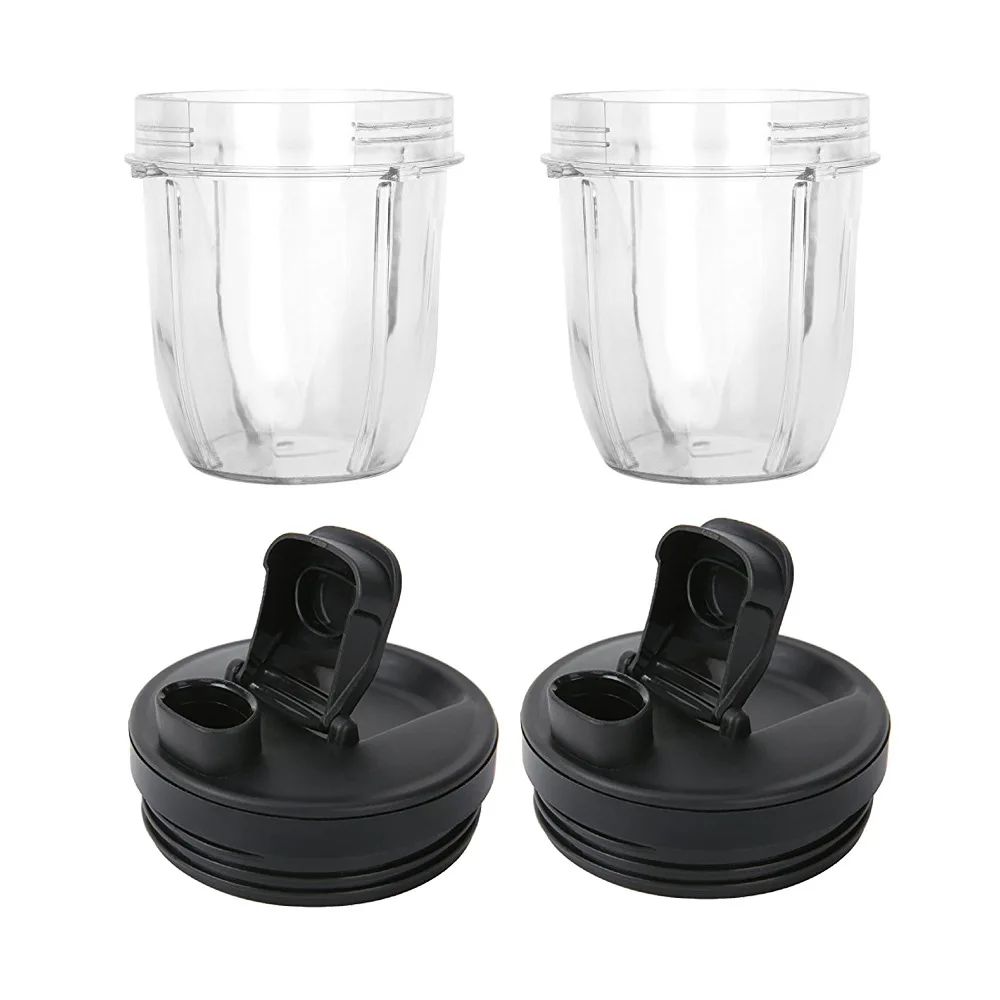 Paquete de 2 piezas de repuesto de taza de 12 Oz compatibles con licuadoras Nutri Ninja Auto-IQ 426KKU450 con tapa