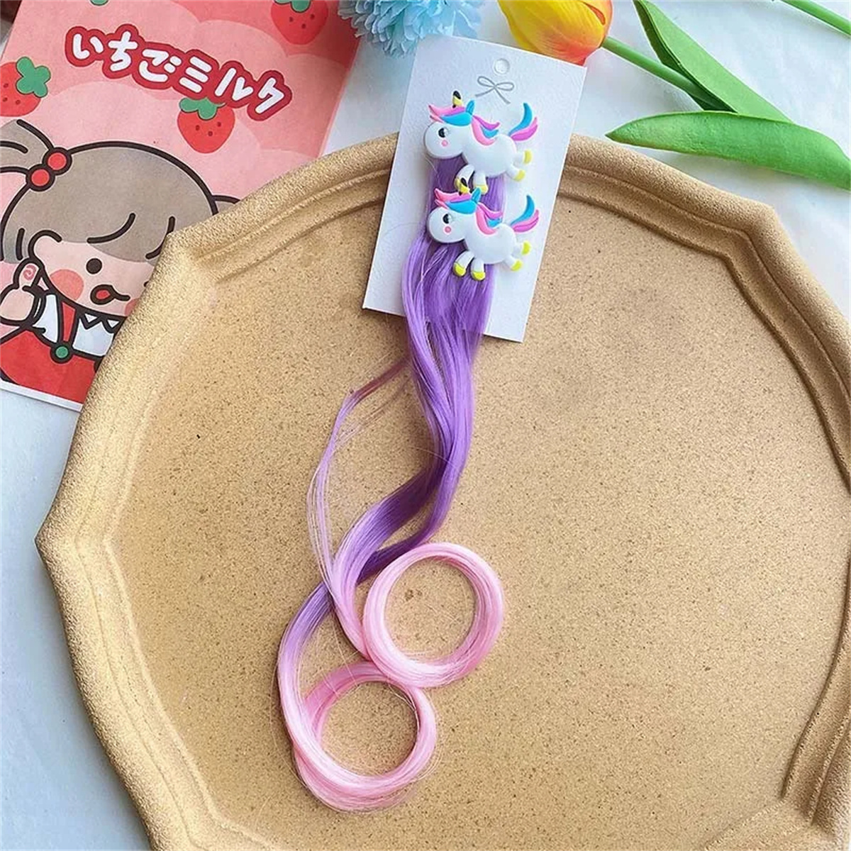 2PCS ใหม่ Princess Unicorn หลายสีวิกผมสาว Hairpins เด็กน่ารัก Headwear Hairgrip คลิปผม Barrettes อุปกรณ์เสริมผม