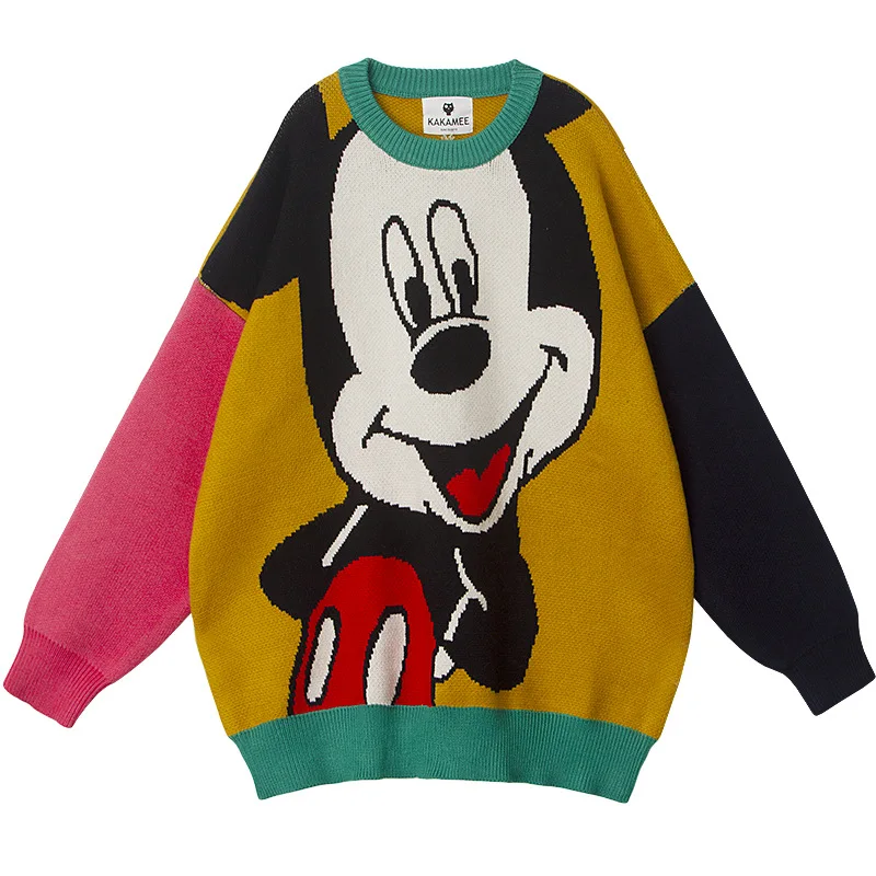 Pulls Disney Mickey pour femmes, manteau de dessin animé ample et confortable, automne et hiver, ample, sauvage, épais, hauts Kawaii