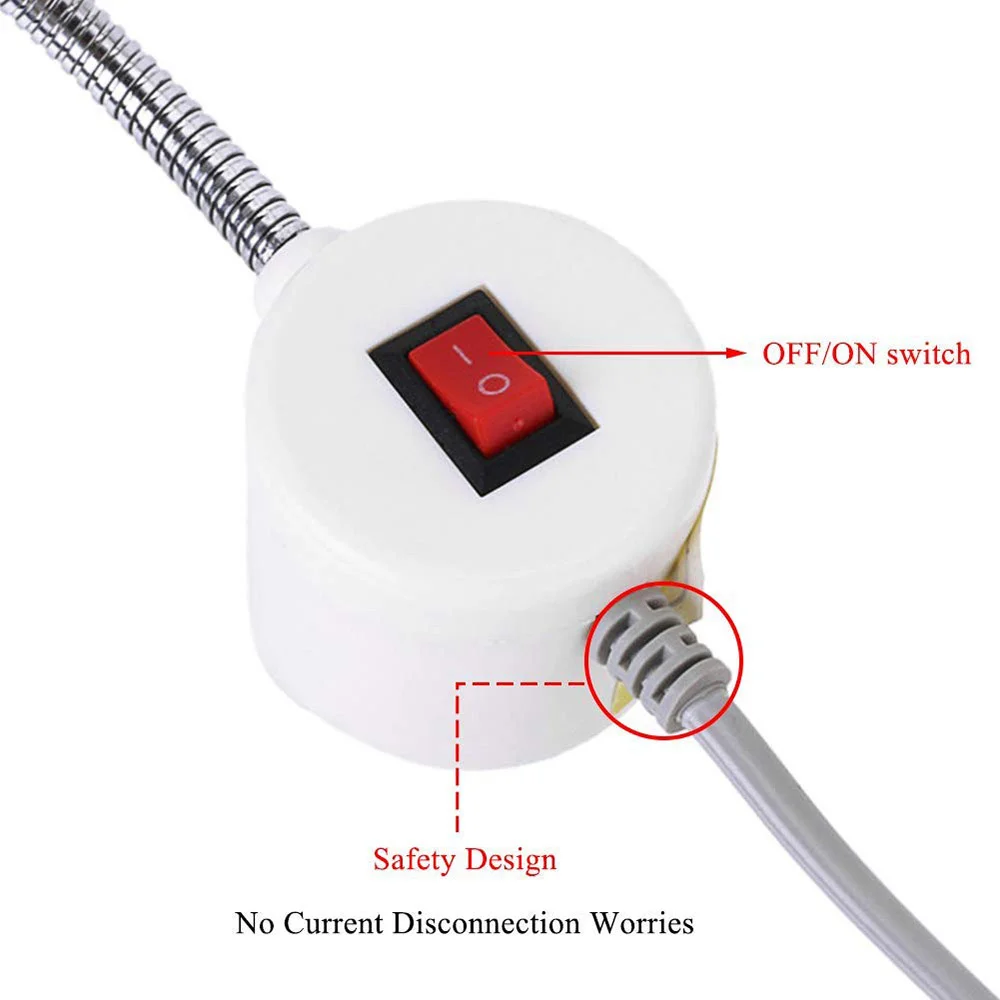 10/20/30 LEDs จักรเย็บผ้าฐานแม่เหล็กทํางาน Gooseneck LED โคมไฟอุตสาหกรรมสําหรับเครื่องกลึงเจาะ Presses Workbenches